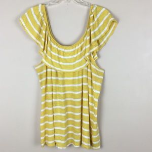 Old Navy Off-the-Shoulder Ruffle Top - Yellow/Whit